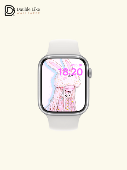 Kawaii Sleepy Anime Girl Fluffy Bunny Beanie Wallpaper [#HW1474]
