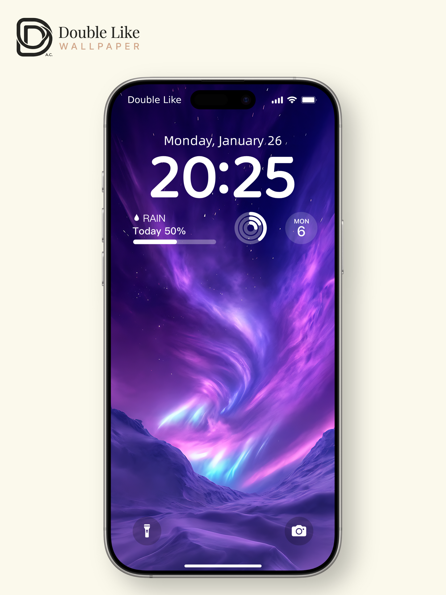Purple Aurora Borealis Night Mountains Digital Art Wallpaper Pack [#ZJY434]
