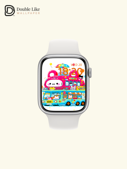 Cute Kawaii Animals Pink Bus Party Summer Aesthetic Wallpaper Pack [#HW1506]