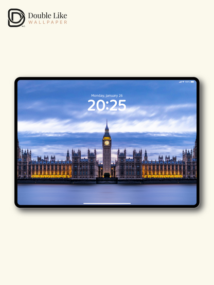 London Big Ben & Westminster Palace Symmetrical Blue Hour Wallpaper Pack [#JJ230805]