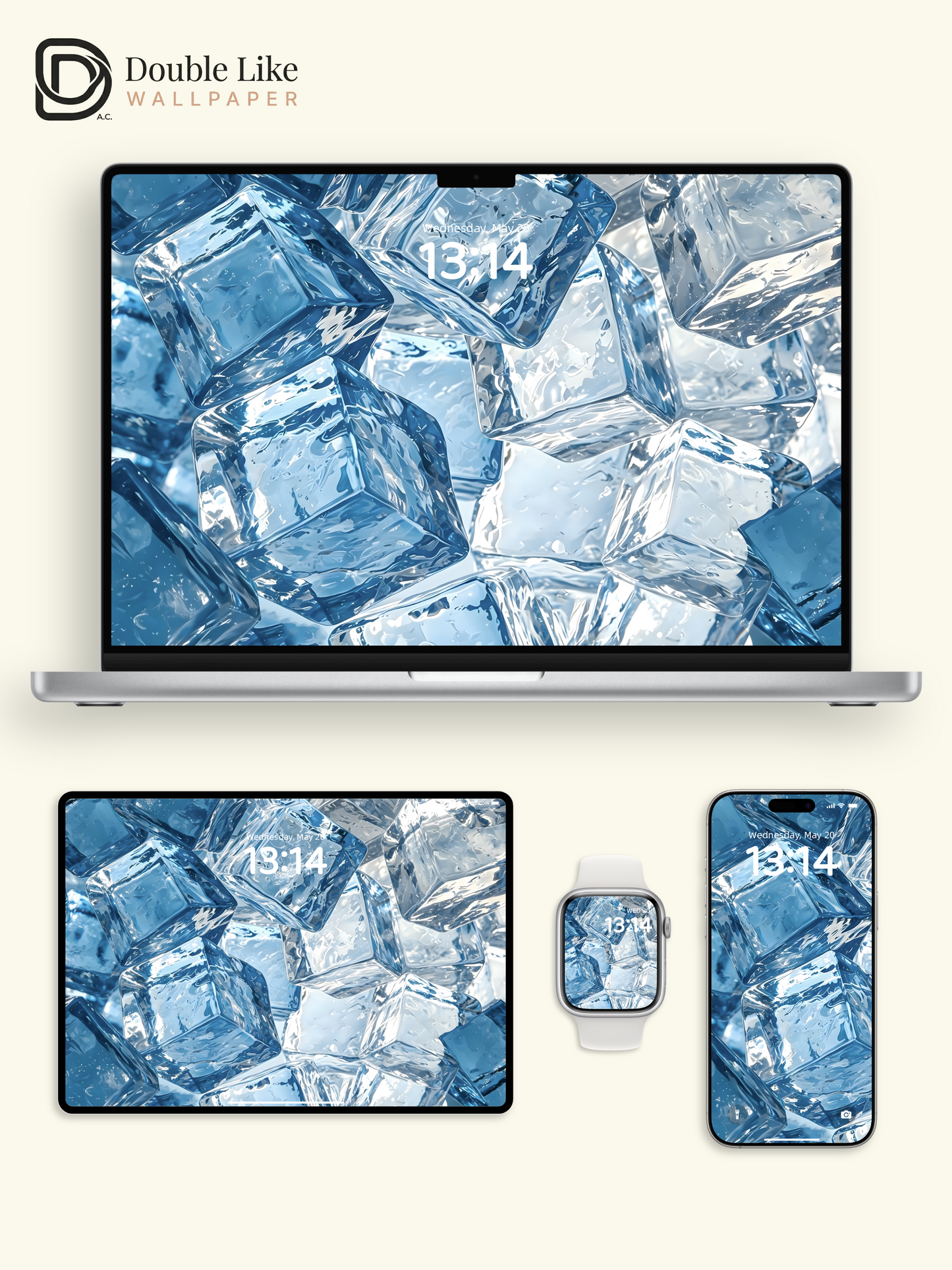Crystal Clear Ice Cubes Refreshing Blue Aesthetic Wallpaper Pack [#ZMY518]