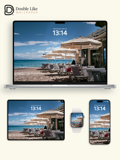 Sunny Summer Beach Resort Umbrellas Aesthetic Wallpaper Pack [#JJ1375]