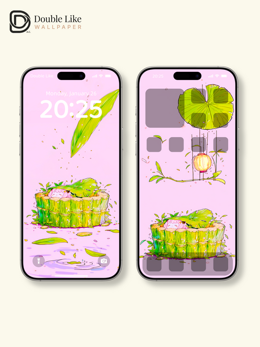 Cute Anime Girl Green Leaf Aesthetic Wallpaper Pack [#HW1459]