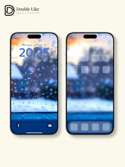 Frosty Snowflakes Window View Peaceful Winter Wallpaper Pack [#ZJYX0337]