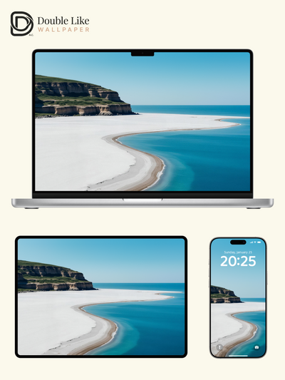Minimalist White Sand Beach Blue Ocean Aesthetic Wallpaper Pack [#LFHL30612]