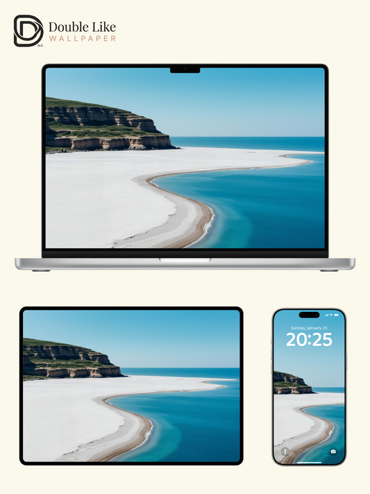 Minimalist White Sand Beach Blue Ocean Aesthetic Wallpaper Pack [#LFHL30612]