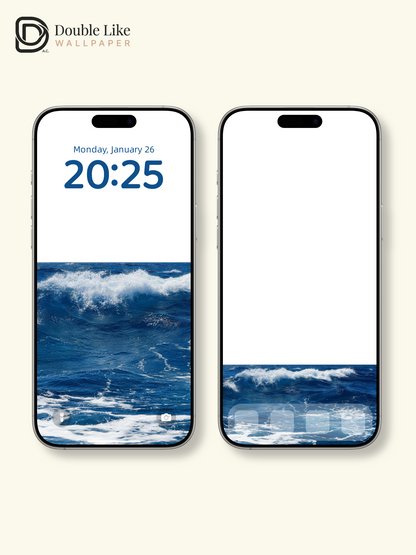 "Wave & White Space" Fresh Minimalist Ocean Wallpaper Set [#LFHL30519]