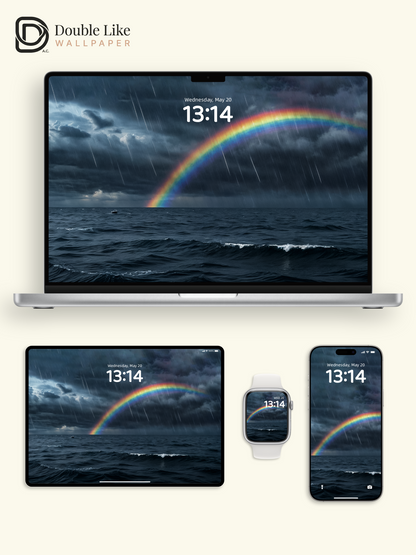 Ocean Storm Vivid Rainbow Rain Sea Aesthetic Wallpaper Pack [#ZMY152]