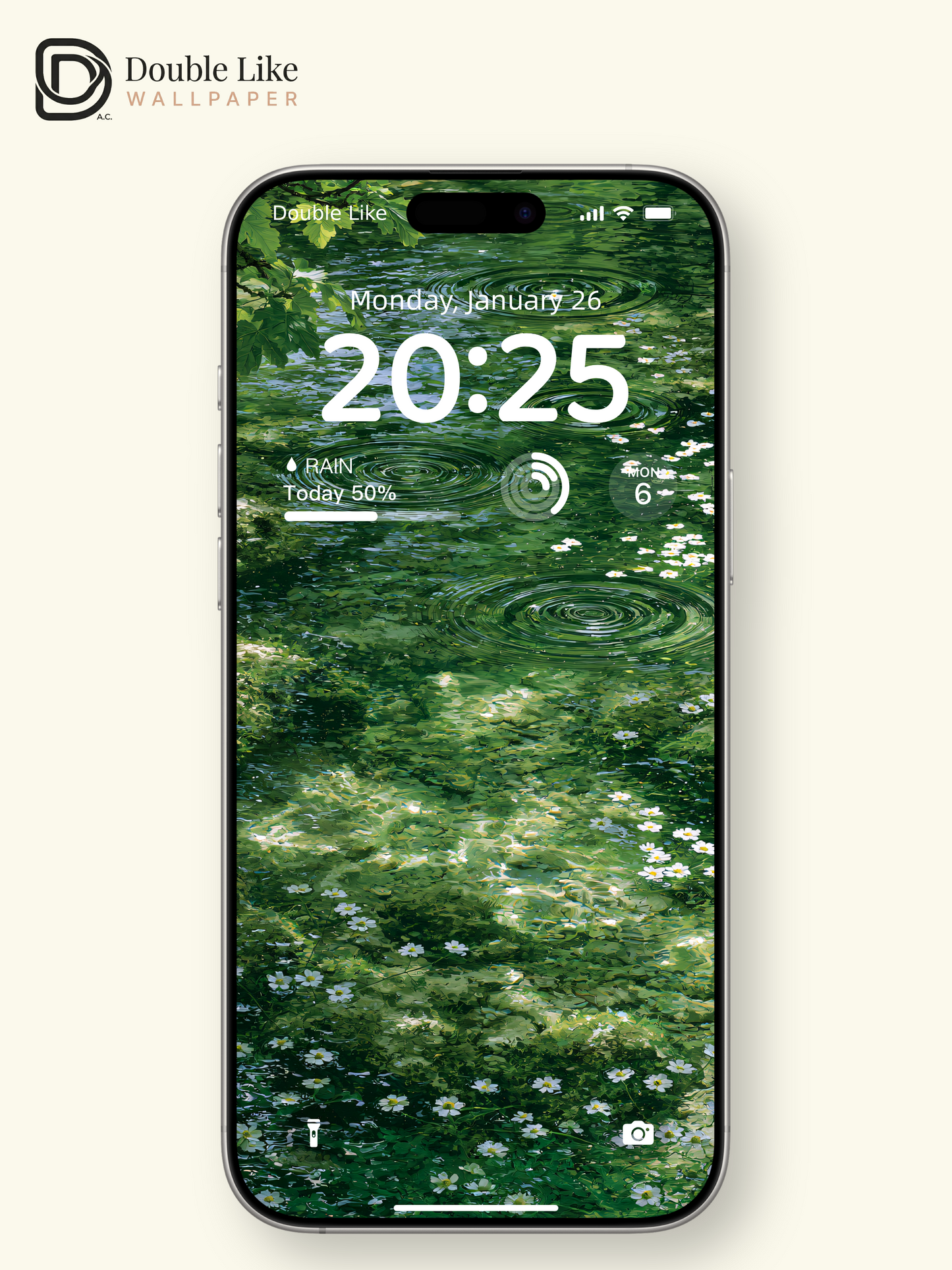 Anime Aesthetic Emerald River Water Ripples & Flowers Wallpaper Pack [#JJ1382]