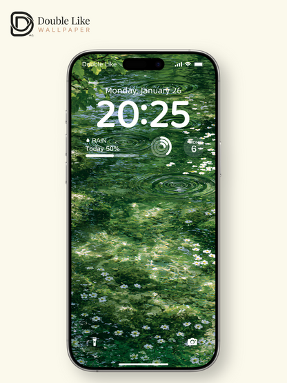 Anime Aesthetic Emerald River Water Ripples & Flowers Wallpaper Pack [#JJ1382]