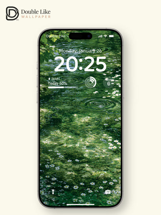 Anime Aesthetic Emerald River Water Ripples & Flowers Wallpaper Pack [#JJ1382]