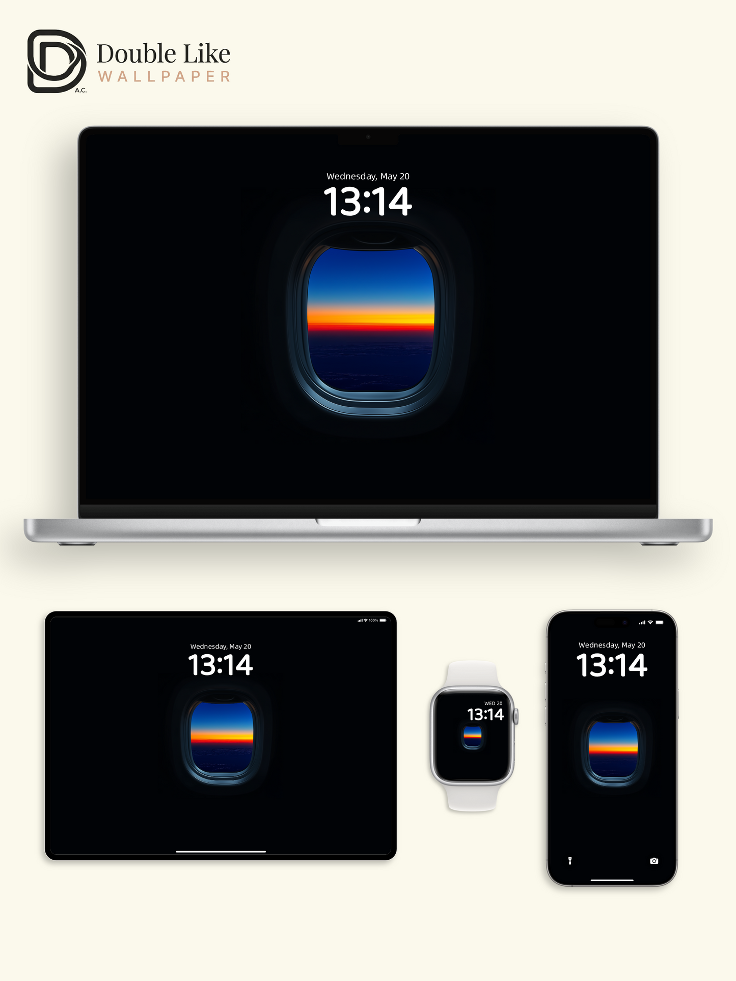 Airplane Window Sunset Minimal Dark Aesthetic Wallpaper Pack [#ZJY205]