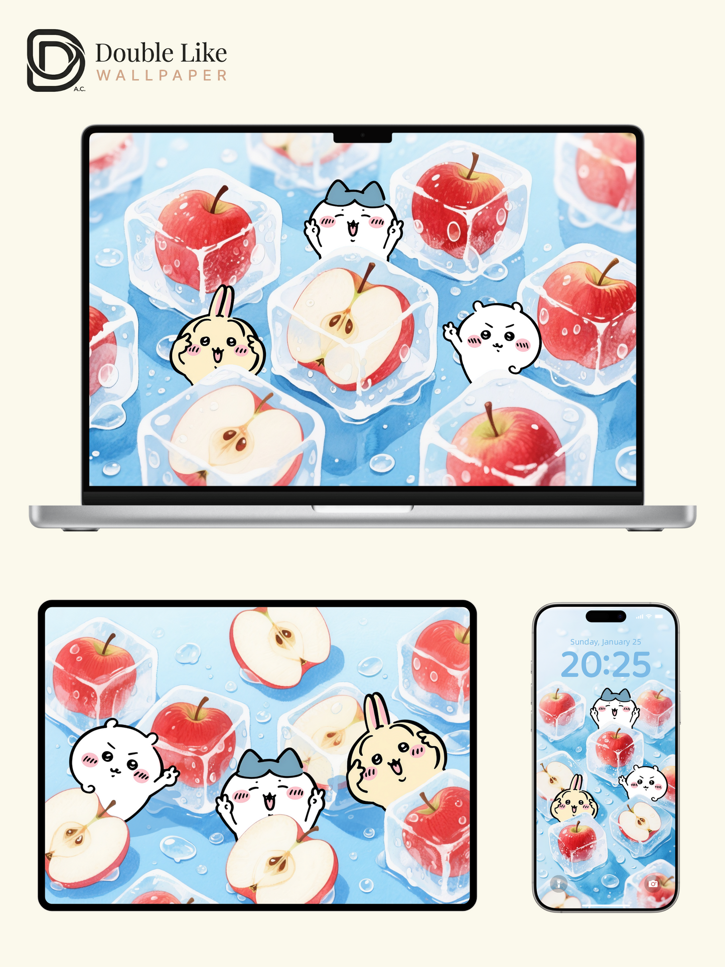 Icy Apple Summer – Kawaii Cool Down Wallpaper Set [#CKW455]