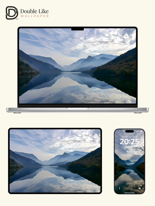 Serene Mountain Lake Reflection Aesthetic Nature Wallpaper Pack [#LFHL1056]