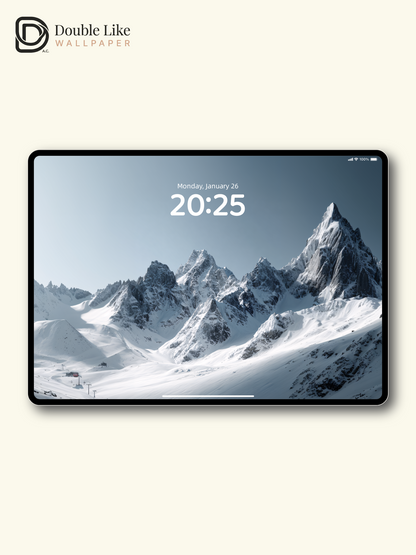 Minimalist Winter Snow Mountain Peaks Clean Landscape Photography Wallpaper Pack [#JJ1222]