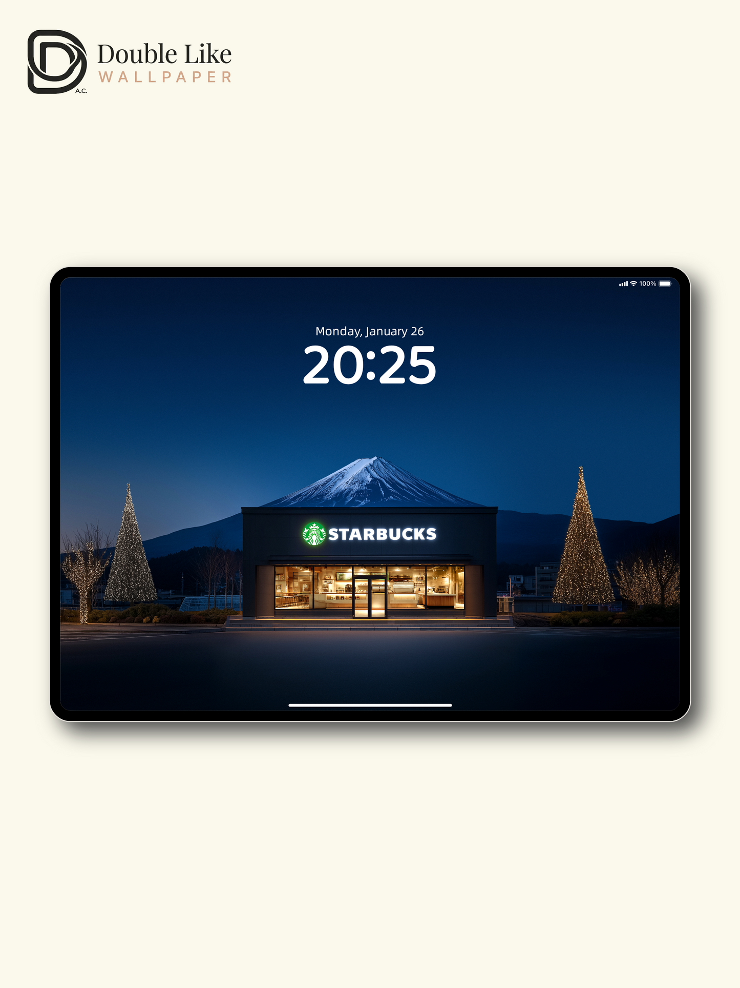 Mount Fuji Winter Starbucks Christmas Trees Night Aesthetic Wallpaper Pack [#JJ21211]