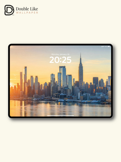 New York City Skyline Sunrise River Landscape Wallpaper Pack [#ZJYR009]