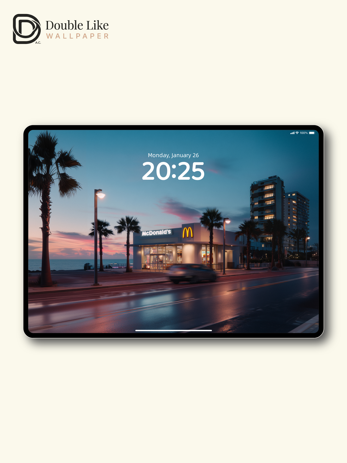 Coastal Highway Twilight McDonald's & Palm Trees Aesthetic Wallpaper Pack [#JJ21014]