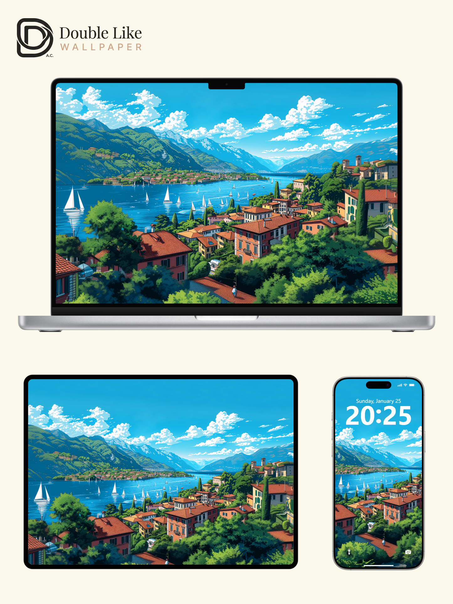 Coastal Town Sailboats Anime Inspired Aesthetic Wallpaper Pack [#WGF041]