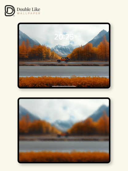 Autumn Mountain Road Car Travel Aesthetic Wallpaper Pack [#ZJY552]