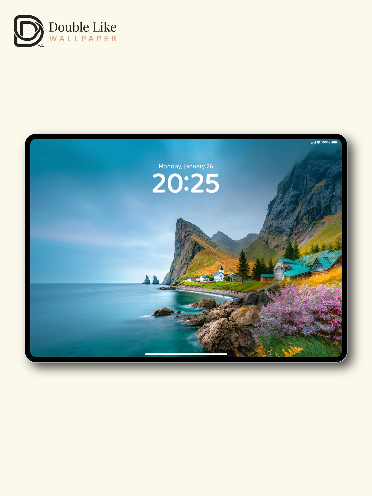 Nordic Cliff Village & Ocean Wildflower Coastal Wallpaper Pack [#JJ1328]