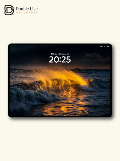 Golden Hour Backlit Ocean Wave Spray Sunset Minimalist Aesthetic Wallpaper Pack [#ZMY153]