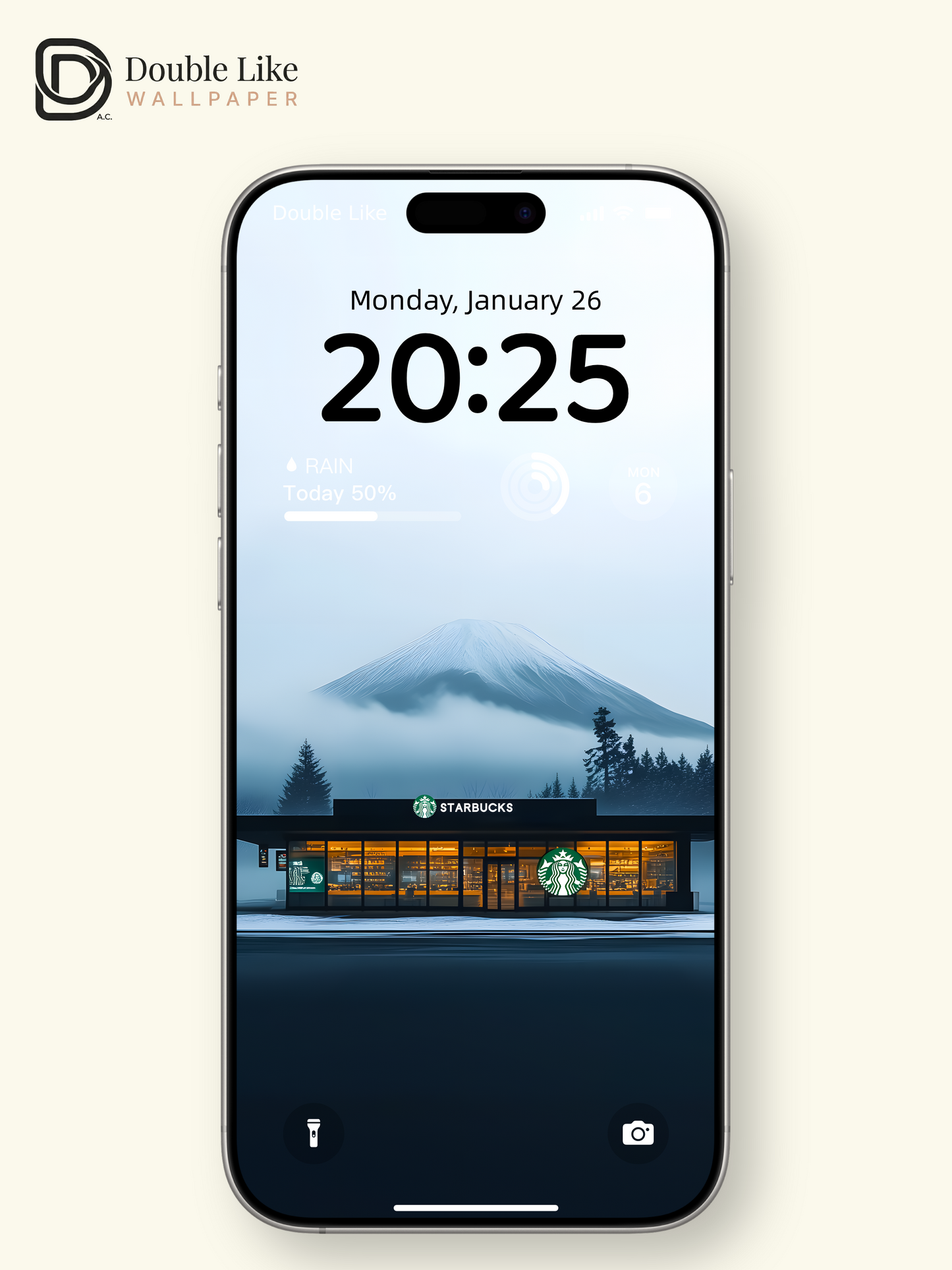 Combined Product Name: Foggy Mount Fuji Warm Light Starbucks Lonely Calming Atmospheric Winter Landscape Full-Device Wallpaper Pack [#ZMY097]