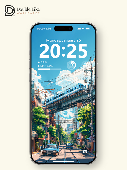 Sunny Blue Sky Summer Japanese Street Train Anime Aesthetic Wallpaper Pack [#WGF103]
