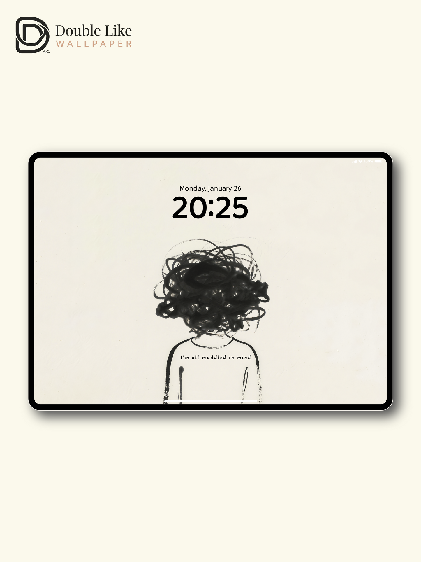 Tangled Thoughts Lonely Black White Art Full Wallpaper Set [#ZMY424]