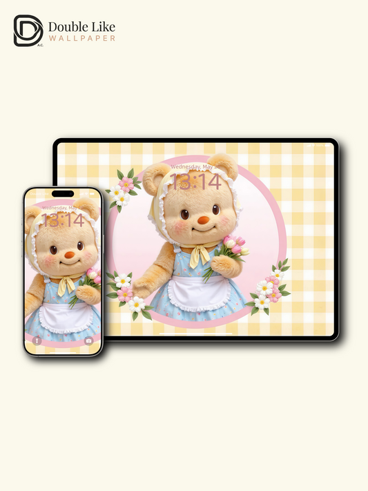 Butter Bear's Daisy Garden Letter | Cozy Healing Wallpaper Pack [#JJ132]