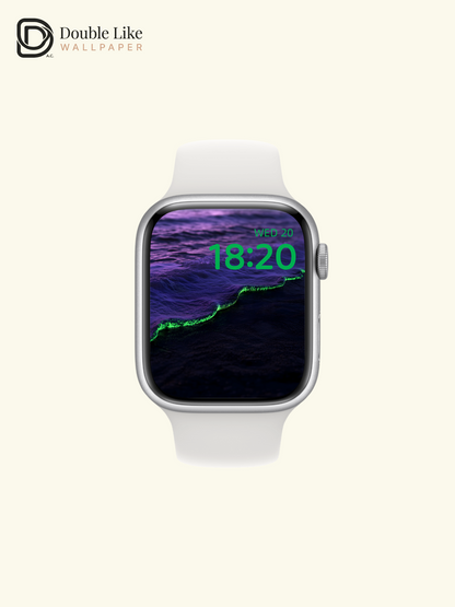 Bioluminescent Neon Wave Dark Purple Ocean Aesthetic Wallpaper Pack [#ZMY102]