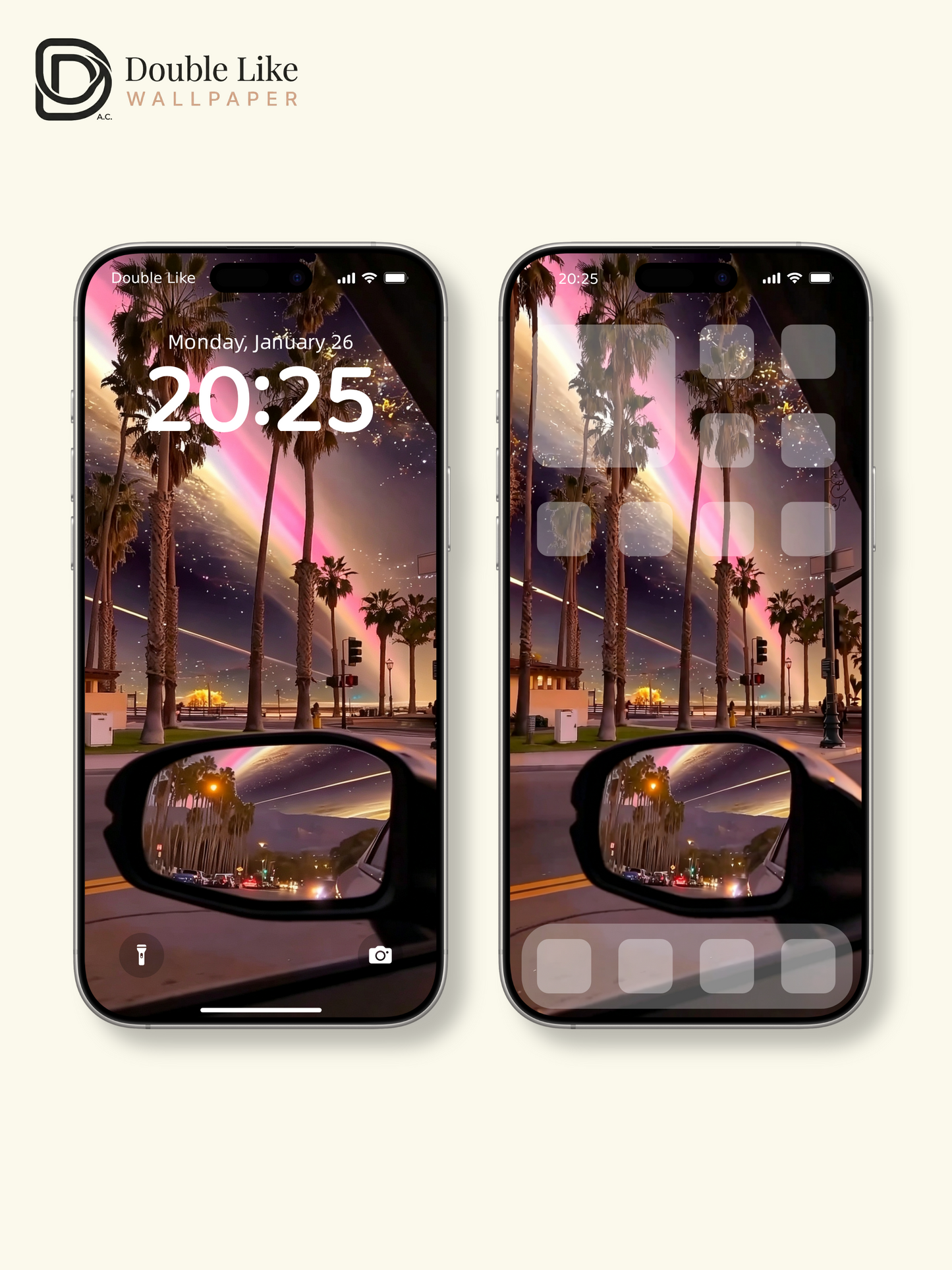 Window Fantasy | Palm Starry Rainbow Car Vibe Wallpaper Pack for All Screens [#HWWx031]