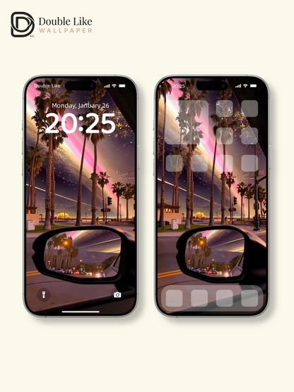 Window Fantasy | Palm Starry Rainbow Car Vibe Wallpaper Pack for All Screens [#HWWx031]