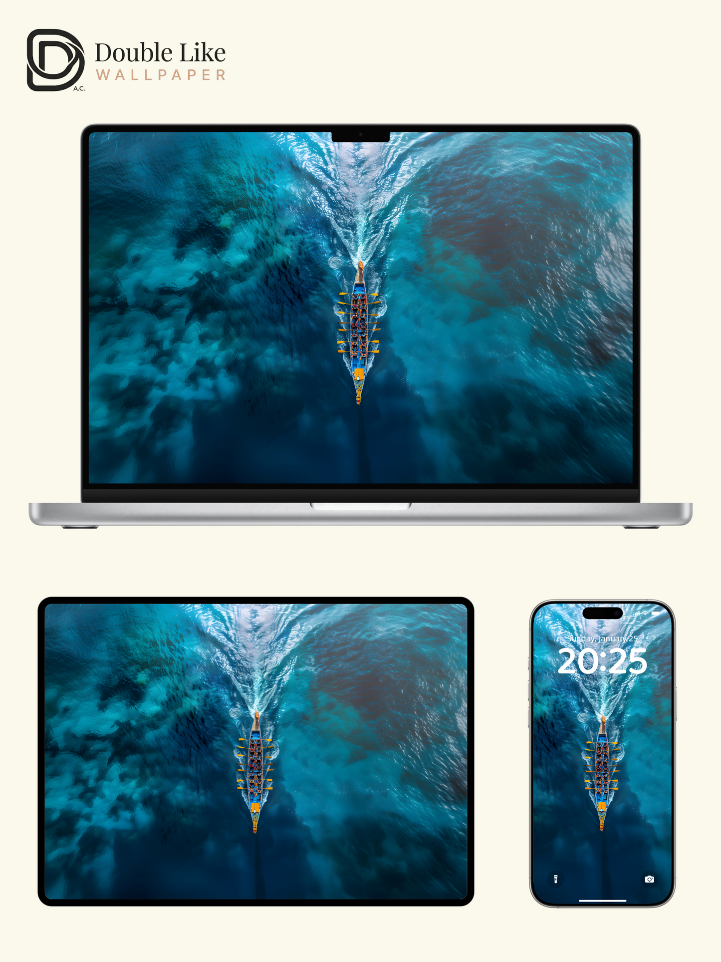 Inspirational Dragon Boat Blue Ocean Aerial Lock Screen Wallpaper Pack [#ZJYX0181]