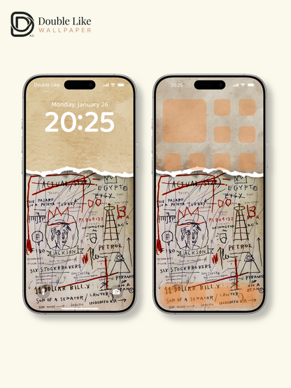 Basquiat Style Neo-Expressionist Torn Paper Vintage Aesthetic Wallpaper Pack [#ZMY502]