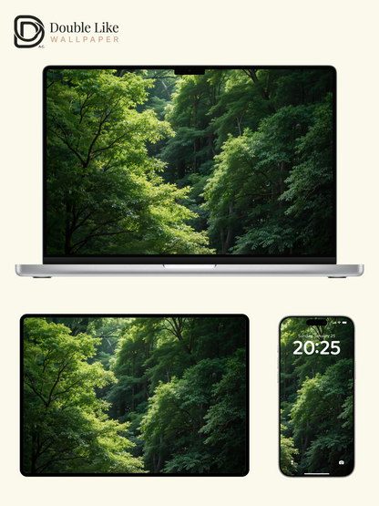 Soft Light Forest Calming Green Nature Wallpaper Pack [#LFHL30311]