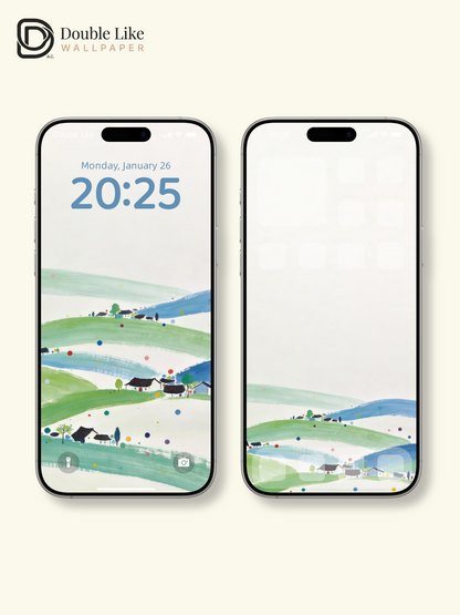 Green Hills Jiangnan Healing Minimalist Landscape Wallpaper Pack [#LFHL30422]