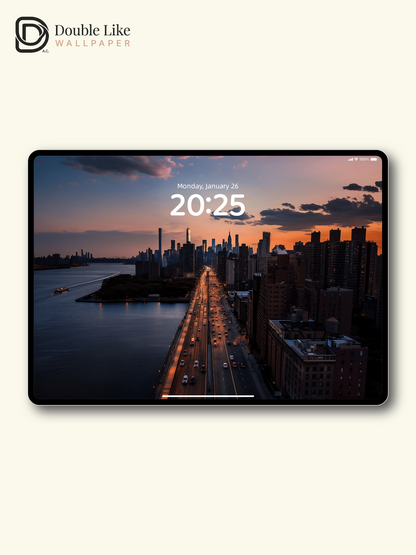 New York City Skyline Sunset Highway Landscape Wallpaper Pack [#ZJY446]