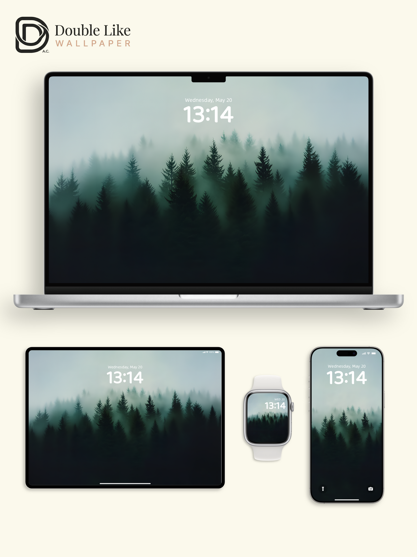 Combined Product Name: Misty Dark Pine Forest Lonely Calming Atmospheric Forest Landscape Full-Device Wallpaper Pack [#ZMY003]