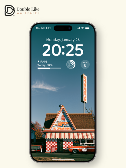 Vintage American El Cuban Diner Classic Cars Aesthetic Wallpaper Pack [#JJ1373]
