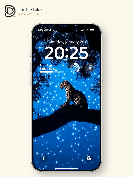 Leopard on Starry Tree Night Digital Art Wallpaper Pack [#ZJY619]