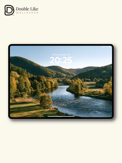 Autumn River Valley & Sunlit Forest Mountains Aesthetic Wallpaper Pack [#JJ1458]