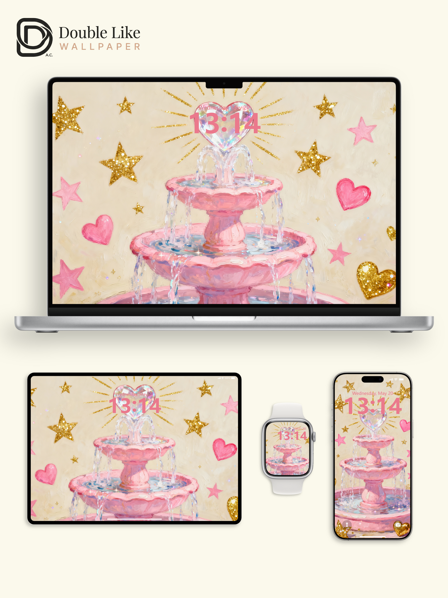 This pink heart fountain wallpaper hits all my girly dreams! Live wallpaper for every phone [#HWWa002]