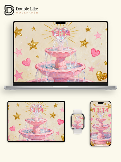 This pink heart fountain wallpaper hits all my girly dreams! Live wallpaper for every phone [#HWWa002]