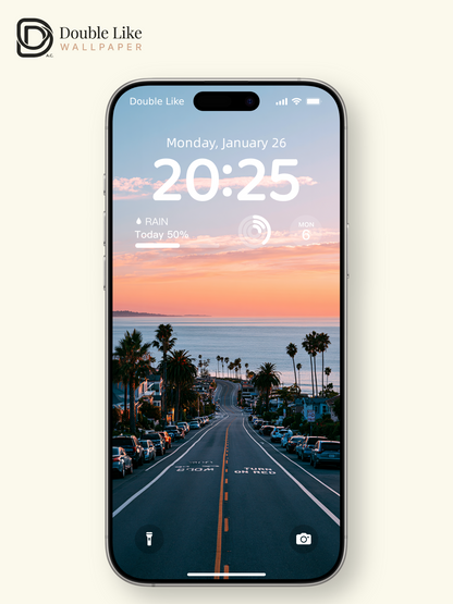 California Coastal Sunset Road & Palm Trees Aesthetic Wallpaper Pack [#JJ1354]