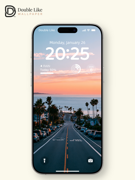 California Coastal Sunset Road & Palm Trees Aesthetic Wallpaper Pack [#JJ1354]