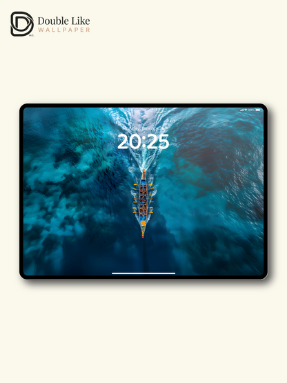 Inspirational Dragon Boat Blue Ocean Aerial Lock Screen Wallpaper Pack [#ZJYX0181]