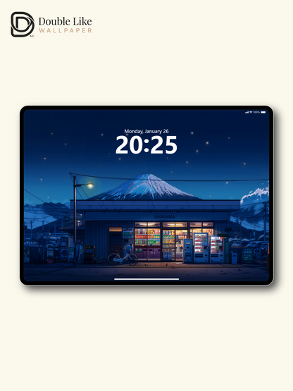 Starry Night Mount Fuji Japanese Store Anime Cozy Aesthetic Wallpaper Pack [#WGF094]