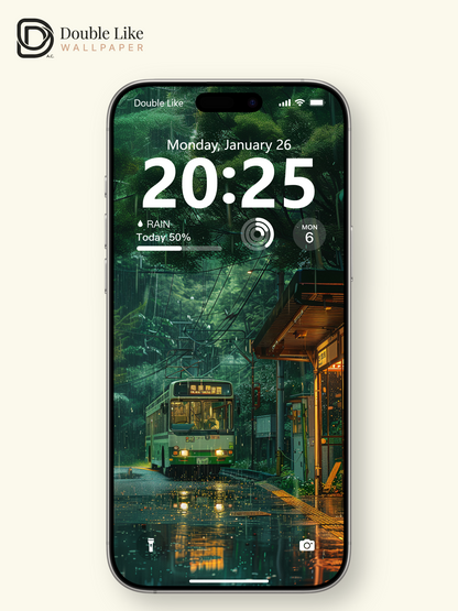 Rainy Forest Bus Stop Japanese Anime Cozy Wallpaper Pack [#WGF050]