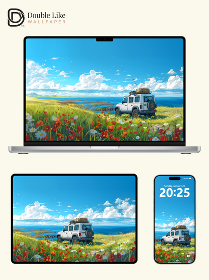 Coastal Wildflower Road Trip Summer Anime Aesthetic Wallpaper Pack [#WGF036]